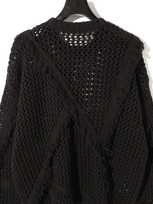 MIDIUMISOLID for Ladies フリンジメッシュプルオーバー