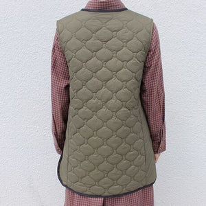 キルティングロングベスト