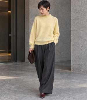 ウールカシミアホールガーメントモックネックニット