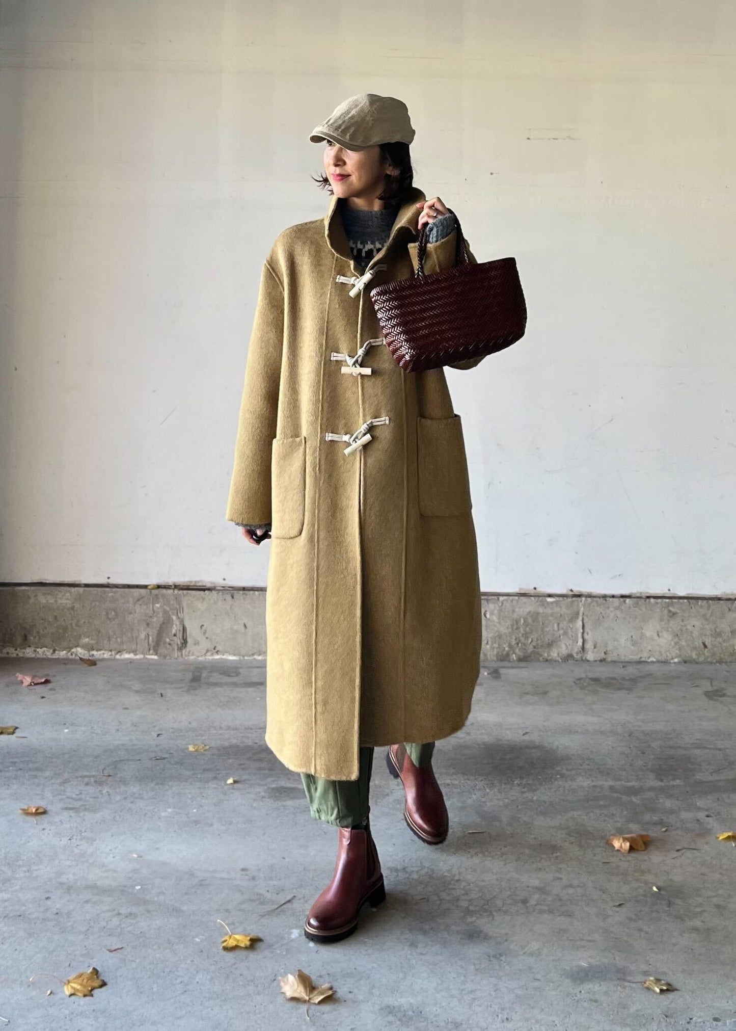 マスタードダッフルコート