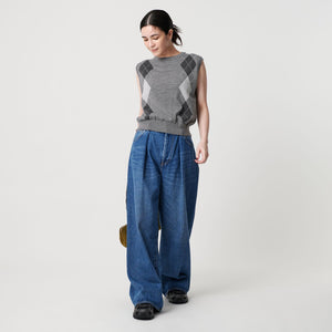 ウール アーガイル&ソリッドベスト