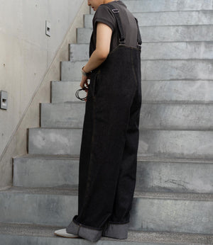 Vネックデニムオールインワン