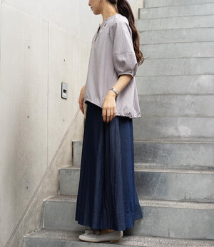 ストライプスキッパーパフブラウス