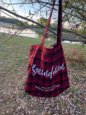 赤チェックトートバッグ