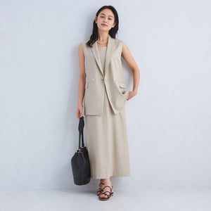 リネンライク ジレ -マシンウォッシャブル・ストレッチ-