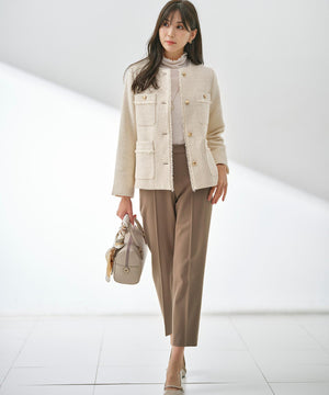 ツイードノーカラーミドル ジャケット