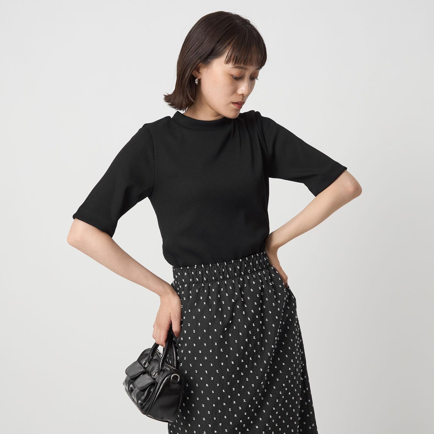 ニットライク モックネック カットソー