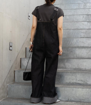 Vネックデニムオールインワン