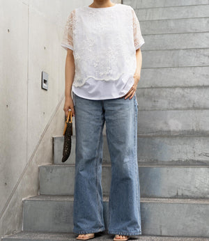 レースドッキングカットソートップス