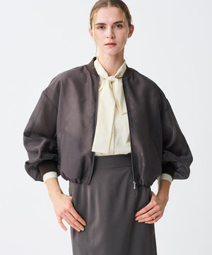 シルクライクタフタ ボウタイブラウス