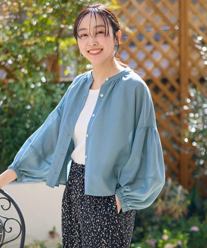 シアーテックリネンギャザーブラウス