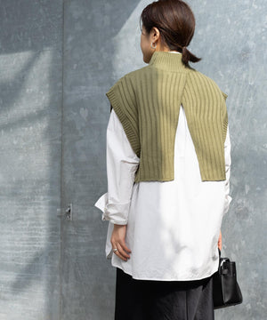 ワイドリブハイネックショートベスト