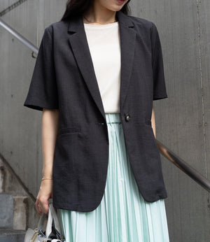 リネンライクハーフスリーブテーラードジャケット