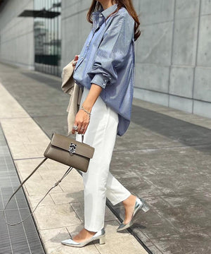 パール釦オーバーサイズシャツ