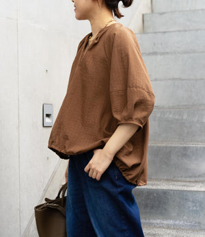 ストライプスキッパーパフブラウス