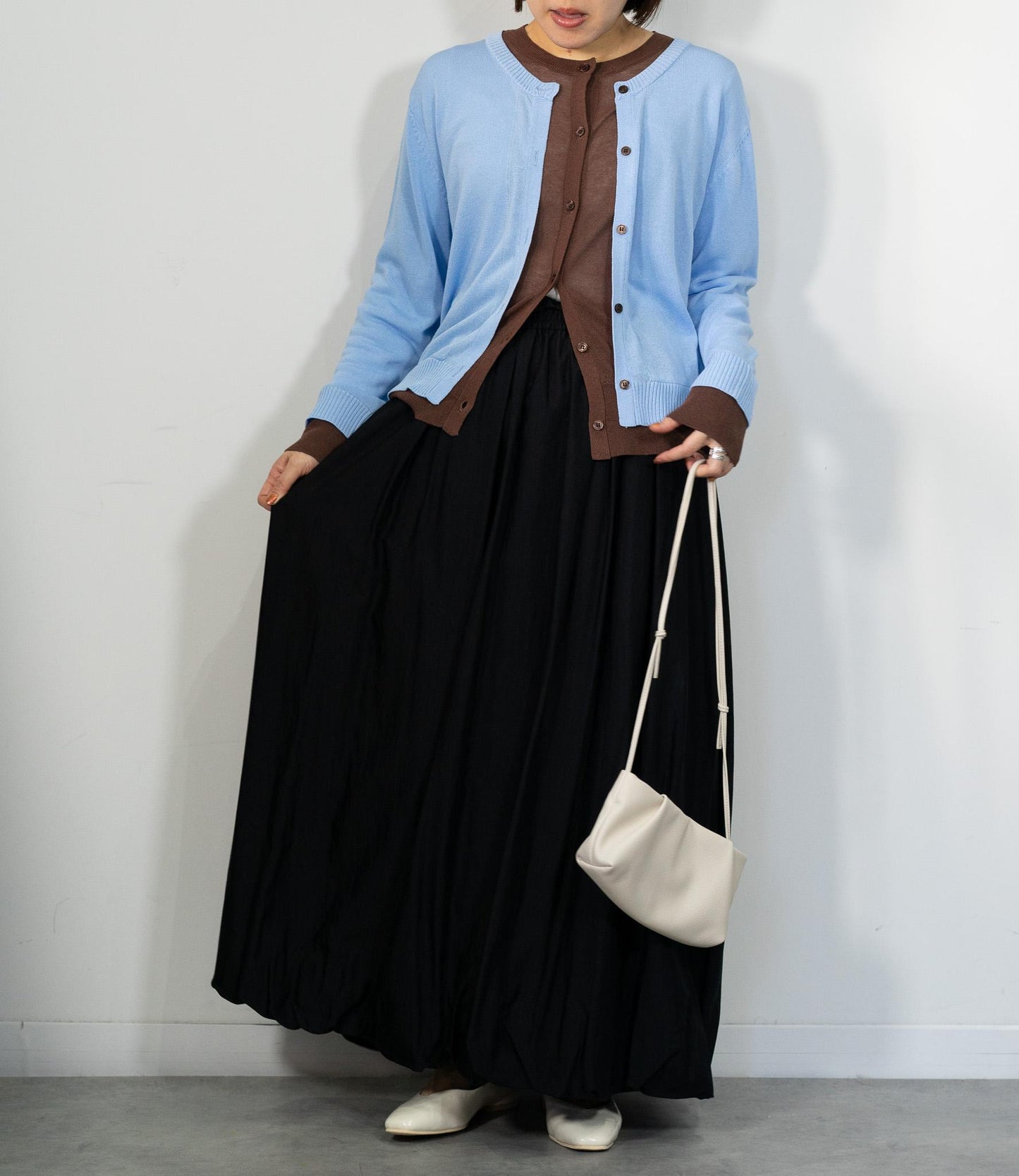 レイヤード風バイカラーカーディガン