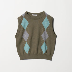 ウール アーガイル&ソリッドベスト