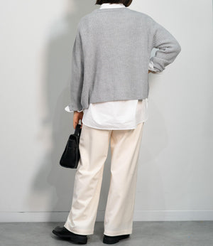 ラメ片畦ボリュームニット