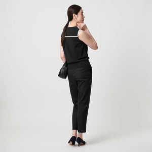 スカラップ セーラー ノースリーブ ニット ウォッシャブル