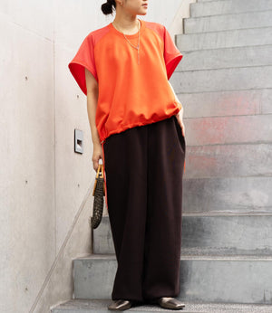 異素材切り替えドロストラグランカットソー