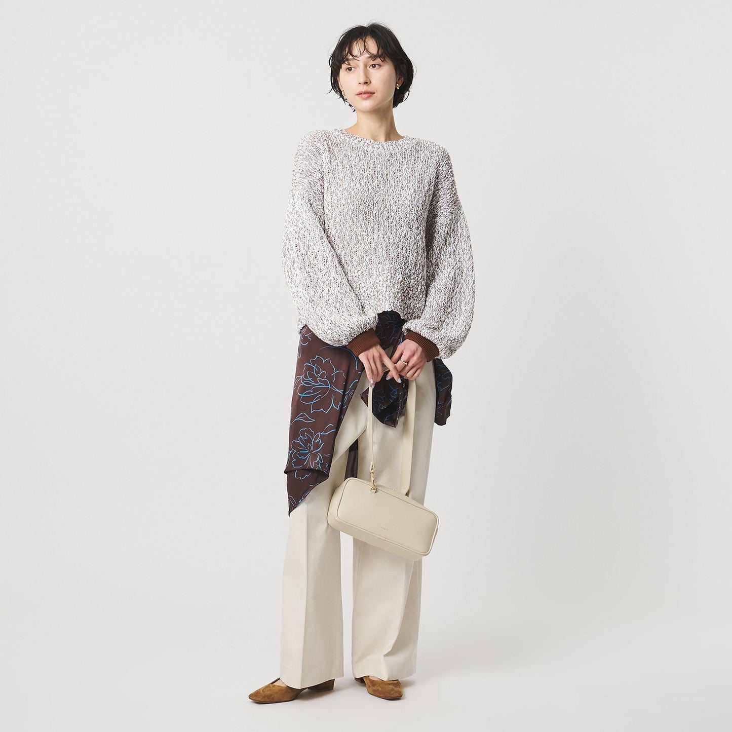 カラーミックス クルーネックニット