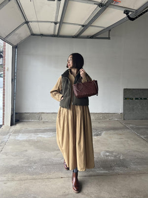 キャメルcottonシャツワンピース
