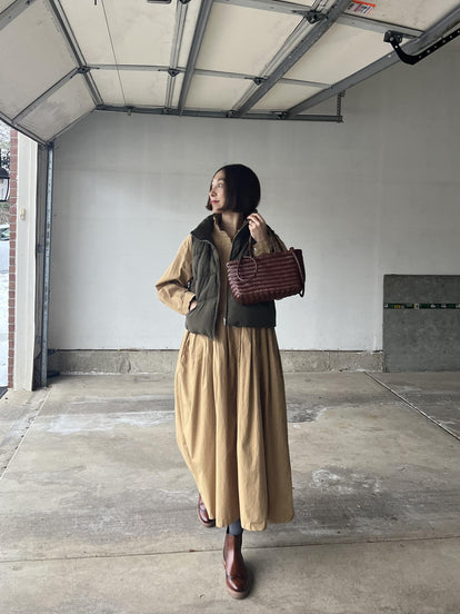 キャメルコットンシャツワンピース – &DROBE (アンドローブ)