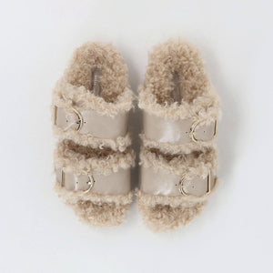 ダブルベルト フェイクファー サンダル