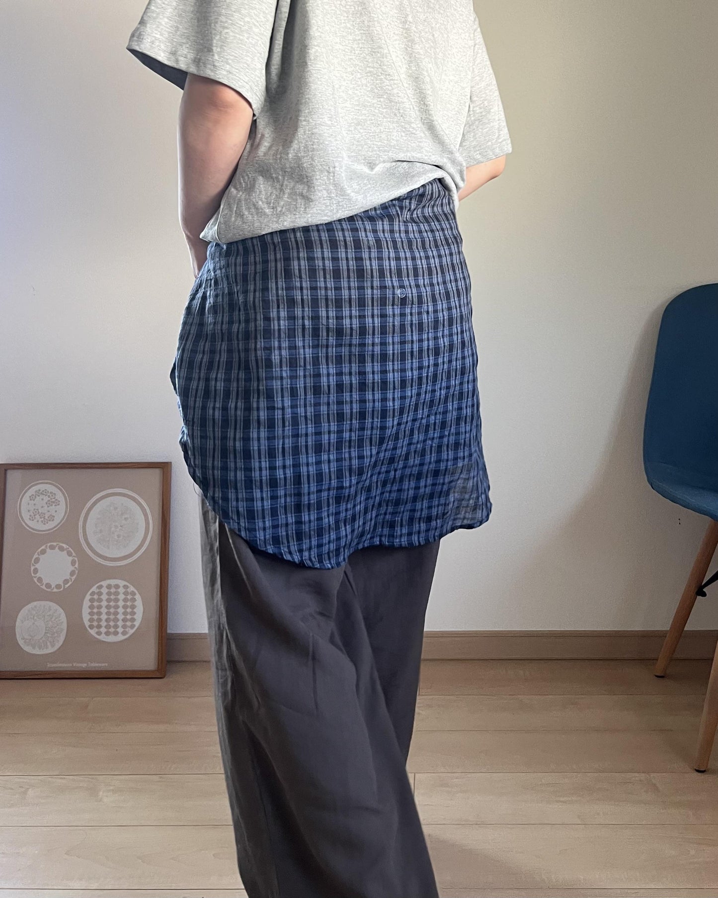 リネンシアーチェックシャツ