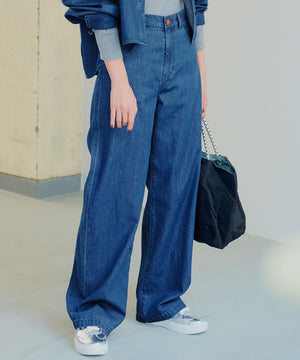 ライトダンガリー ワイドパンツ