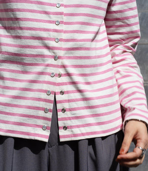 ボーダースナップカーディガン