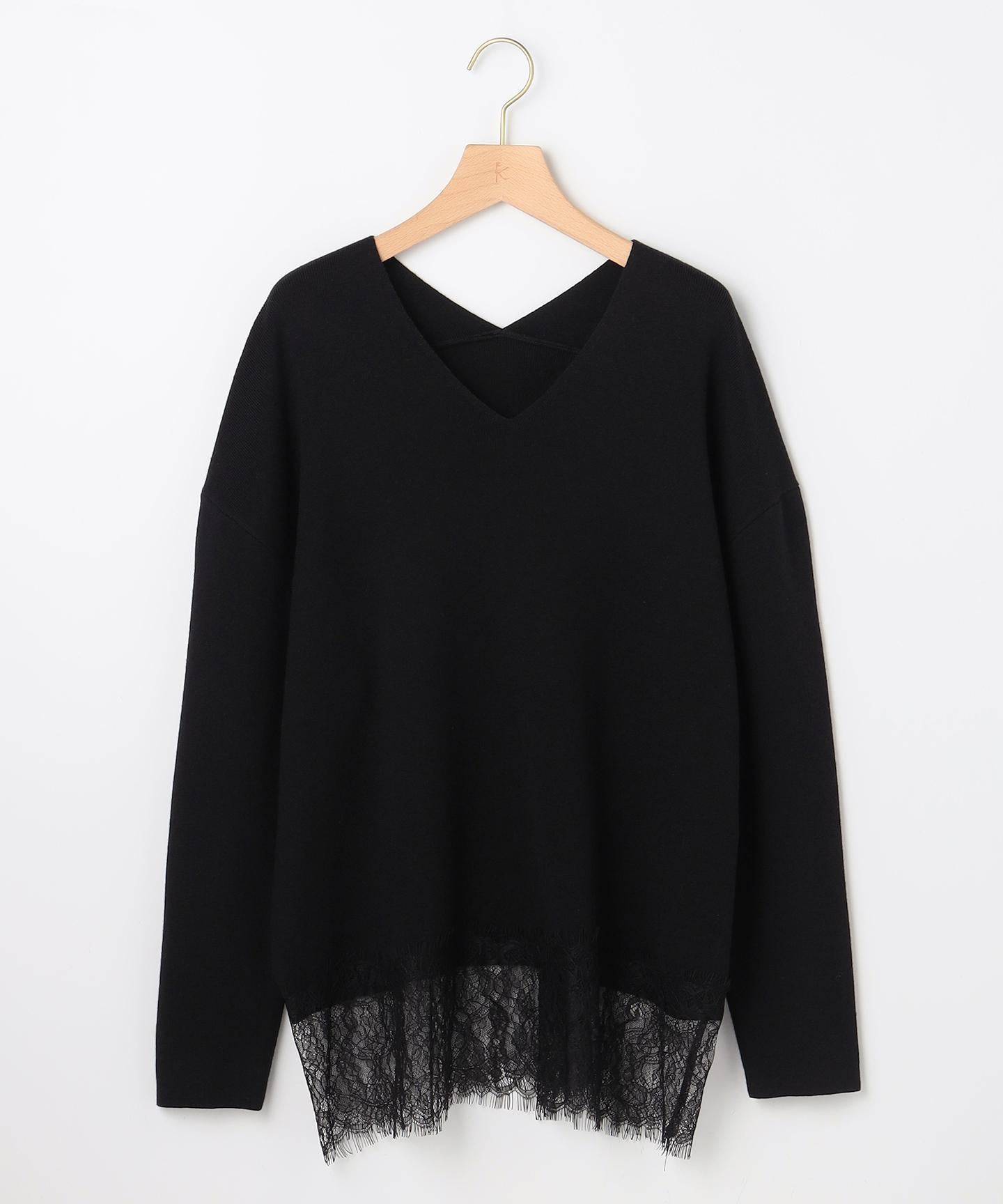 レースモチーフニットプルオーバー