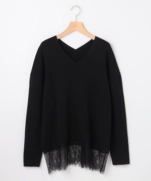 レースモチーフニットプルオーバー