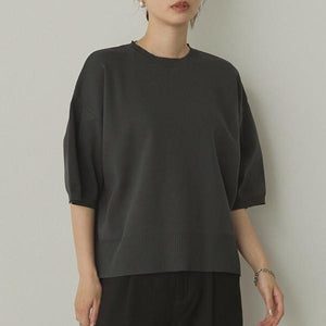 ぽわん5分袖ニットプルオーバー