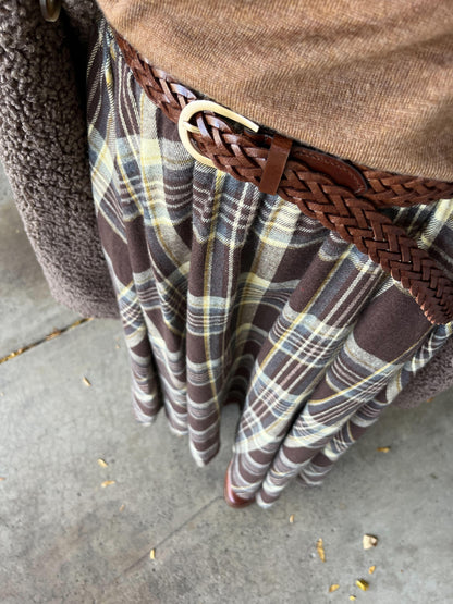 レザーメッシュベルト（茶.黒）