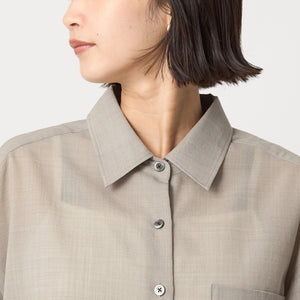 ［size SHORTあり］ウール混ボイル シャツ -ウォッシャブル-