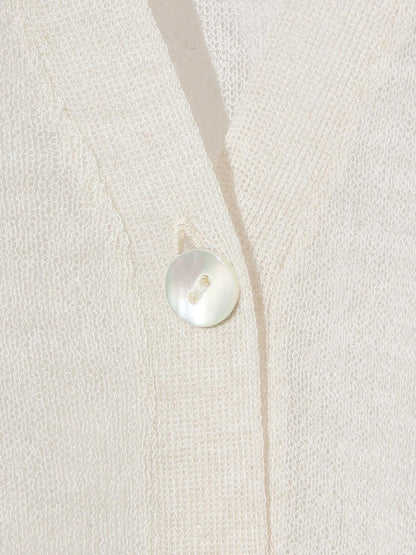 MIDIUMISOLID for Ladies シアーVネックショートカーディガン