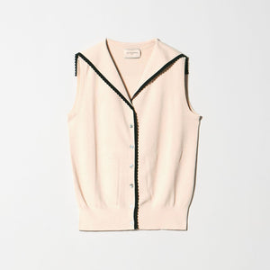 スカラップ セーラー ノースリーブ ニット ウォッシャブル