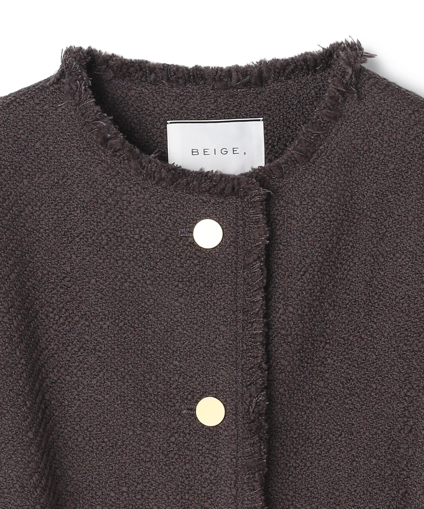 MULLIN / ウールツイードメタルボタンノーカラージャケット