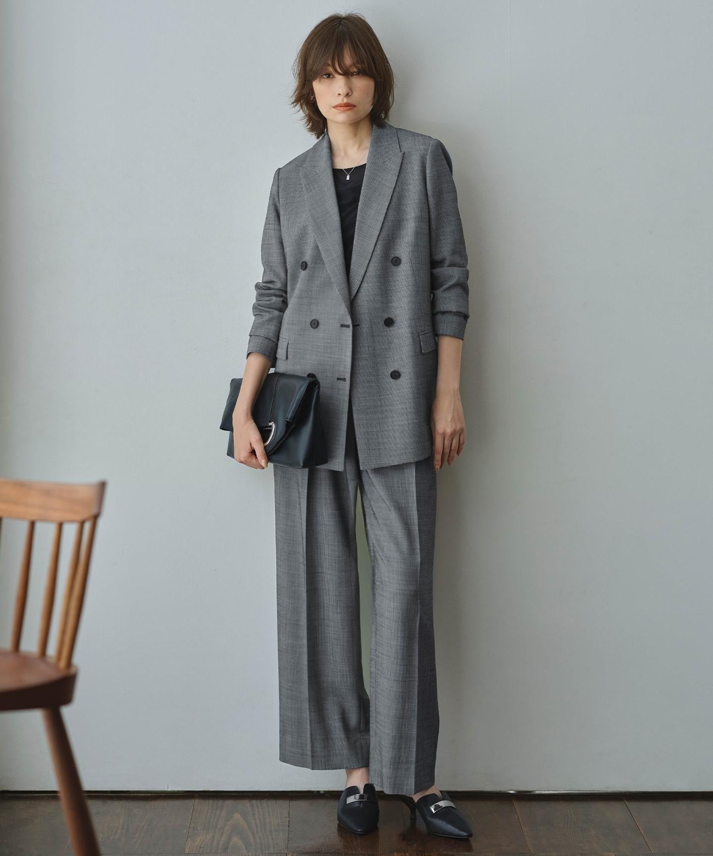 ウール2WAYストレッチ ワイドパンツ