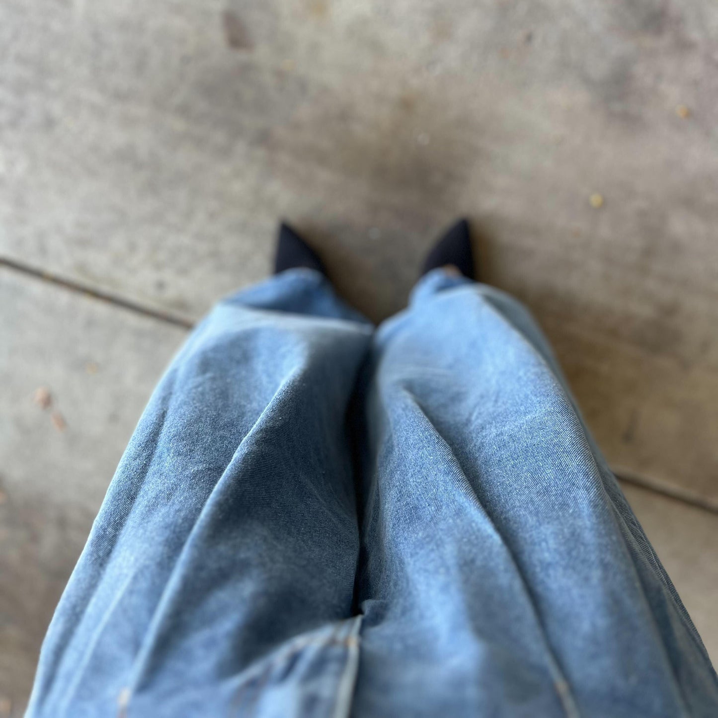 サスペンダーワイドデニムパンツ