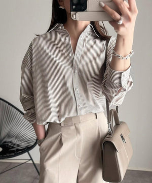 パール釦オーバーサイズシャツ