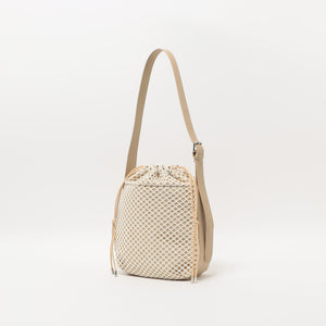 レザーライク×メッシュ コンビ ショルダーバッグ