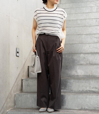 チュールレイヤードボーダーニット