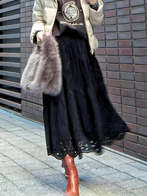 スエードパンチングティアードスカート