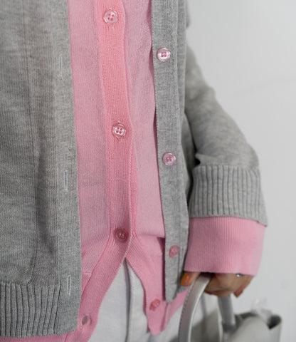 レイヤード風バイカラーカーディガン