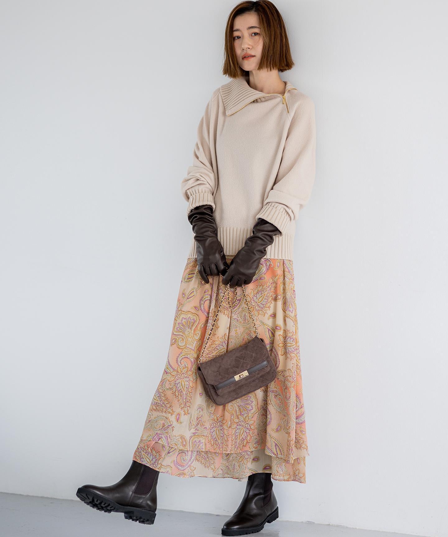 スエード キルティング ショルダーバッグ