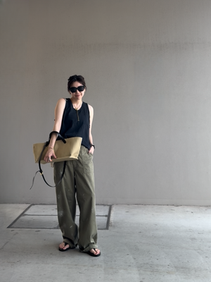 レザーハンドルキャンバストート