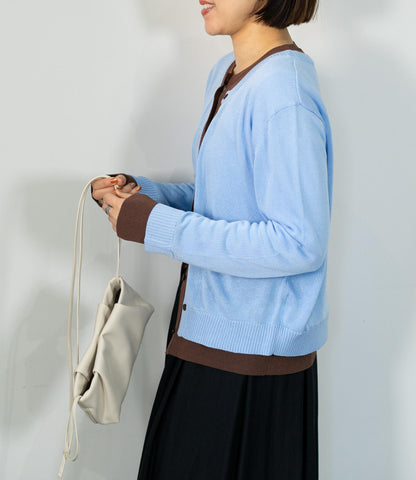 レイヤード風バイカラーカーディガン