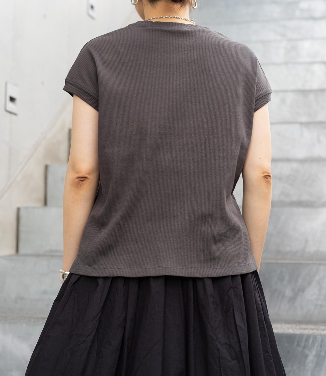 ミニリブフレンチスリーブトップス